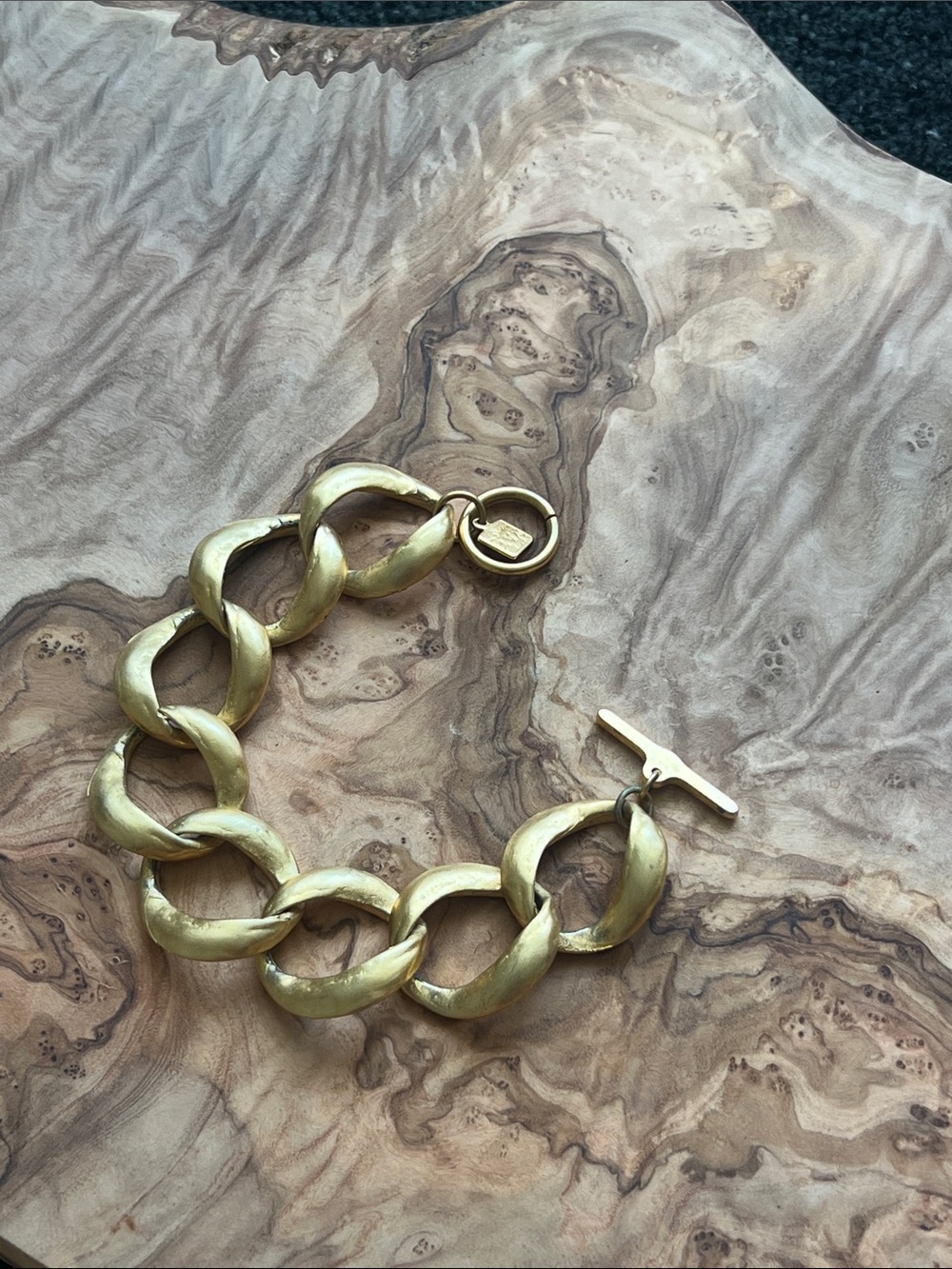 Anne Klein Gold Chunky Link Bracelet with T-Bar Clasp